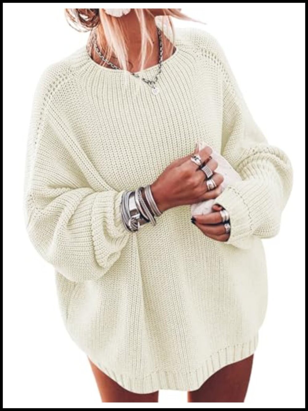 Women's Oversized Chunky Knit Sweater Batwing Sleeve Mock Neck Pullover
